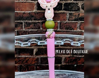 Deer Pink Camo Silicone Beaded Pen