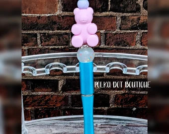 Purple Gummy Bear  Silicone Beaded Pen