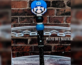 Mario (blue hat) Silicone Beaded Pen