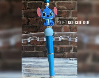 Blue Guy Silicone Beaded Pen