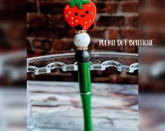 Strawberry Silicone Beaded Pen