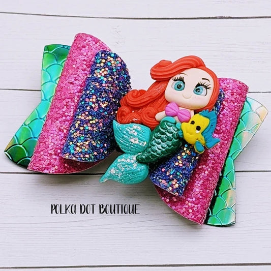 Mermaid Clay Faux Leather Bow